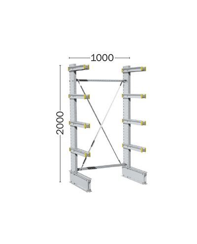Kevyt ulokehylly GL, 2-pylväinen 2000mm, uloke 1x500 mm