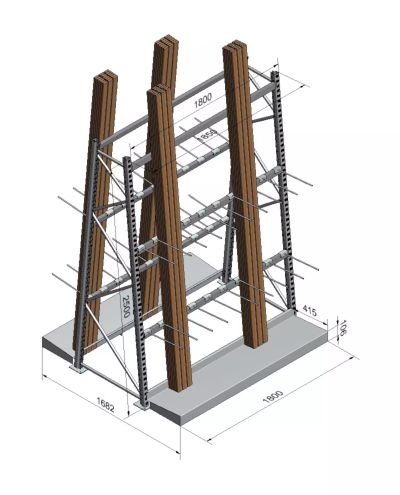 Listahylly, 2-puolinen, jatko-osa RAL7035