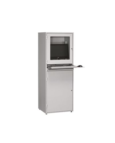 Litteä tietokonekaappi 600 x 330 x 1730 mm, harmaa