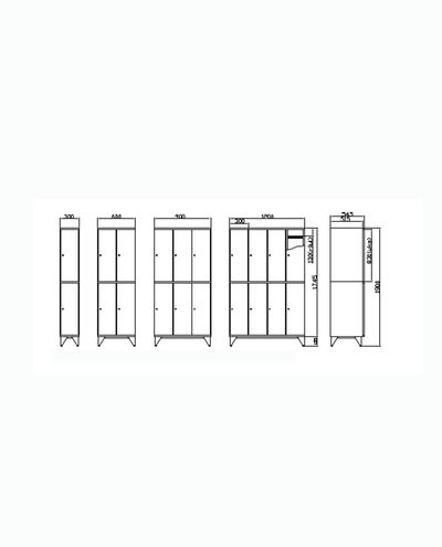 Lokerokaappi 1 x 2 lokeroa 300 x 1900 mm Solid