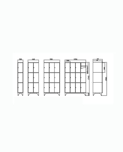 Lokerokaappi 1 x 3 lokeroa 300 x 1900 mm Solid