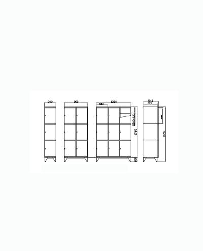 Lokerokaappi 1 x 3 lokeroa 400 x 1900 mm Solid