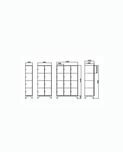 Lokerokaappi 1 x 4 lokeroa 400 x 1900 mm Solid