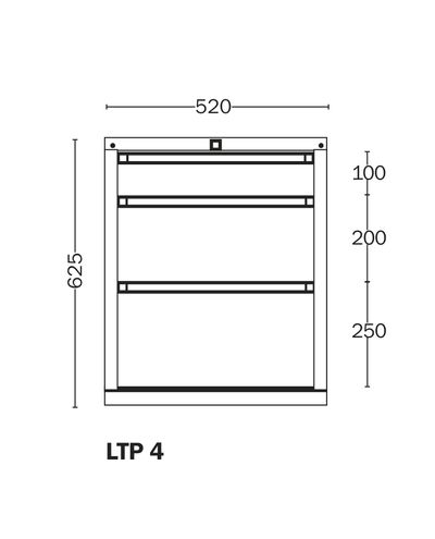 Laatikosto 4 Handy Industrial, laatikot 100, 200, 350 mm