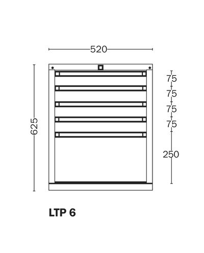Laatikosto 6 Handy Industrial, laatikot 4 x 75, 250 mm