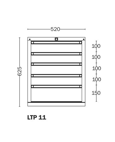 Laatikosto 11 Handy Industrial, laatikot 100 x 4, 150 mm