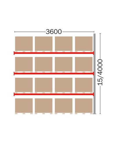 Kuormalavahylly jatko-osa 16 EUR-lavalle, 4000 mm Kuormalavahylly jatko-osa 16 EUR-lavalle, 4000 mm