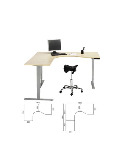 Sähköpöytä Flex 3-jalkainen, L-malli 1800 x 1800 mm valkoinen